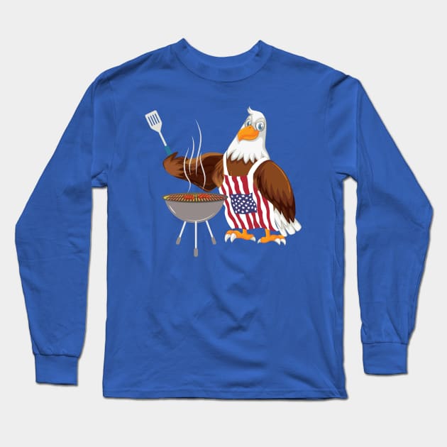 Bald Eagle 4th of July Grilling Long Sleeve T-Shirt by psiloveyou